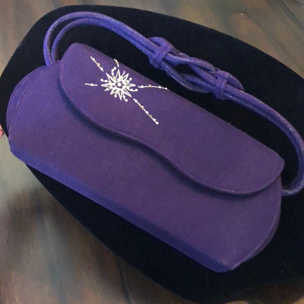 💜 Henry Greene textured fabric white embellished star + mirror & change purse